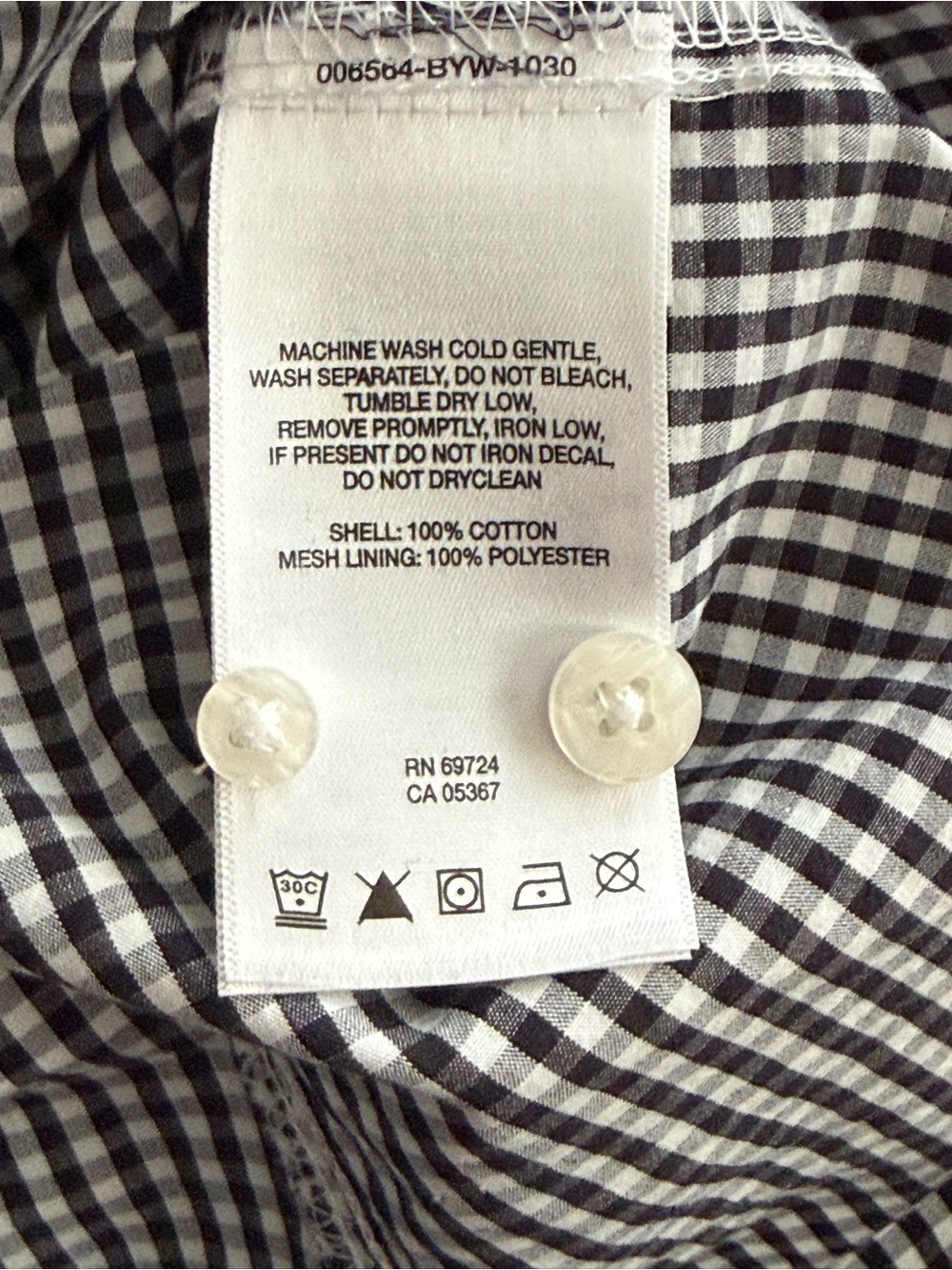 Columbia Women’s Black & White Gingham Button-Down Roll Tab Sleeve Shirt - Picture 4 of 6